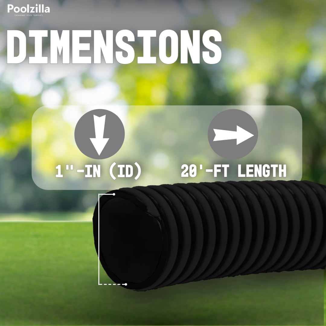 Poolzilla 20&rsquo; FT Corrugated Pond Hose - 1&rsquo;&rsquo; Inch ID, Flexible Reinforced Water Tubing for Aquariums, Pool Maintenance, Ponds, Fountains, Gardens, and Other Aquatic Features image number 5