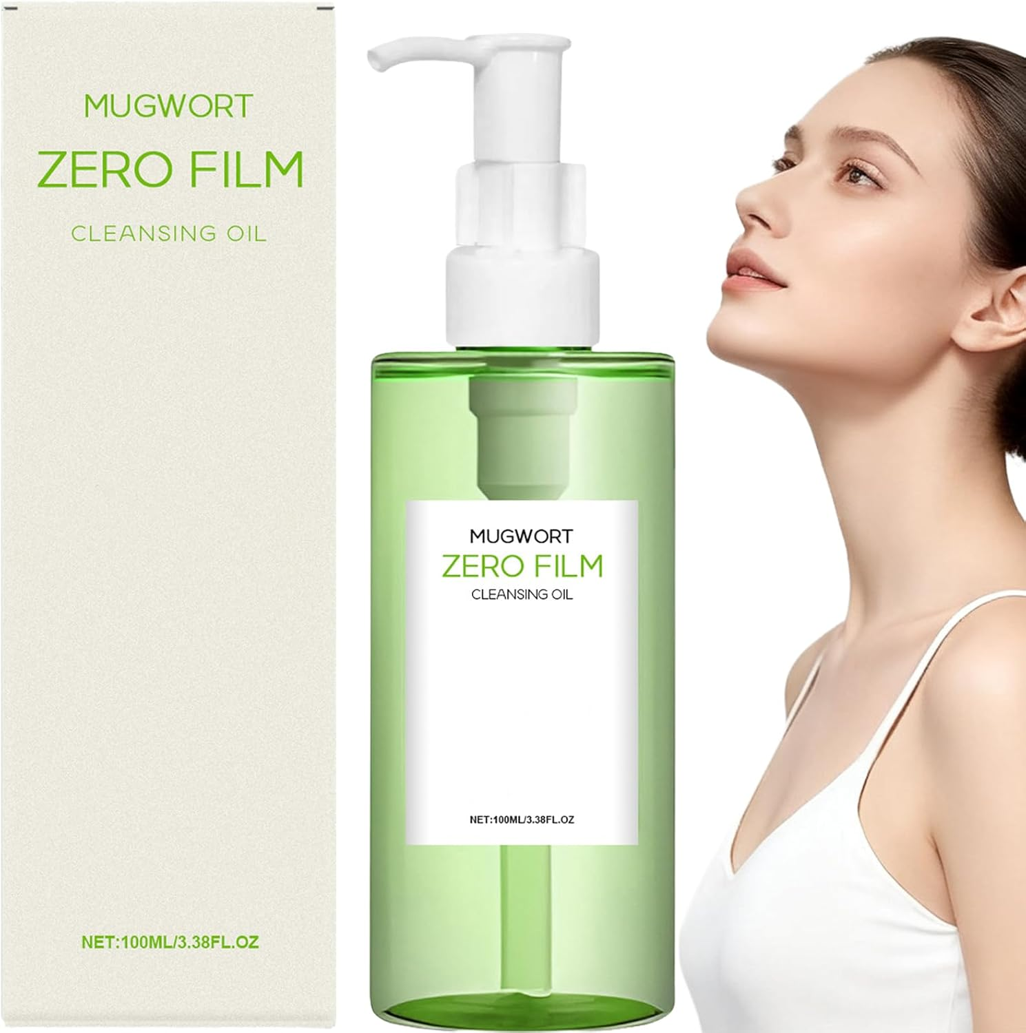 Mugwort Zero Film Cleansing Oil, Purifying Oil Cleaner, Natural Facial Oils Cleanser, Deep Cleansing Oils for Face, Moisturizing Oi/L Cleanser, Daily Makeup Blackhead Removal No Pore Clogging (1Pcs)