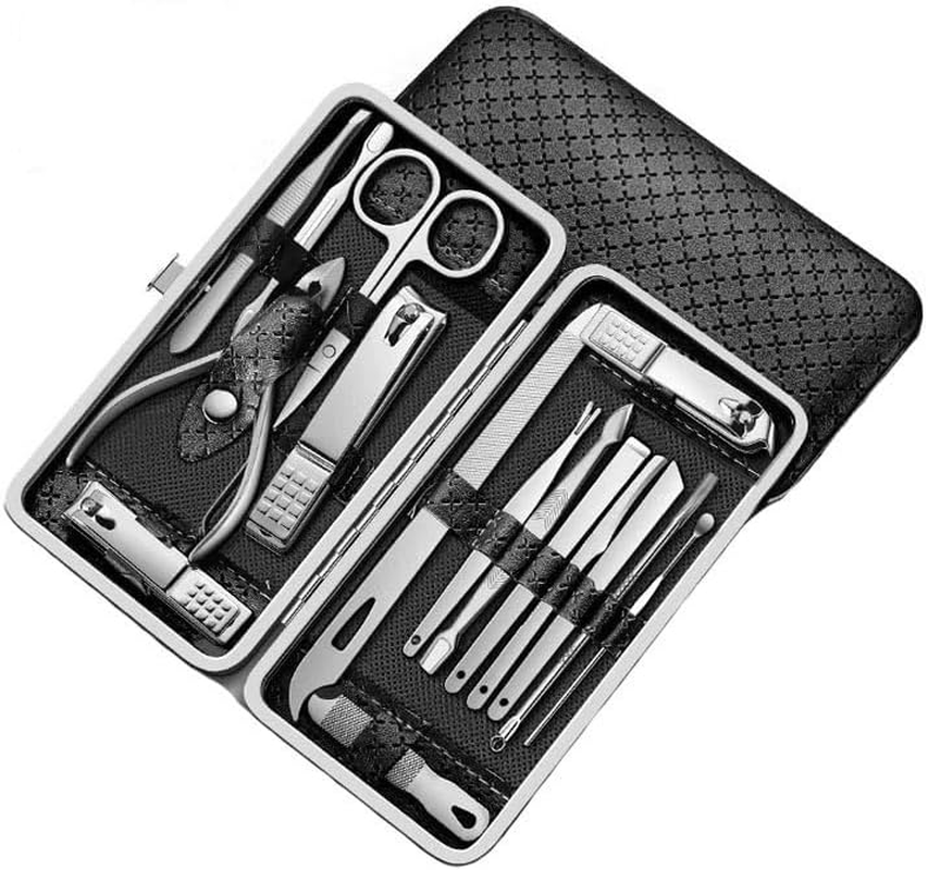 Tools Manicure Set Home Ear Spoon Clippers Men'S Nail Clippers Black 16 Pieces Diagonal Exfoliation Stainless Steel Nail Clippers Professional image number 3