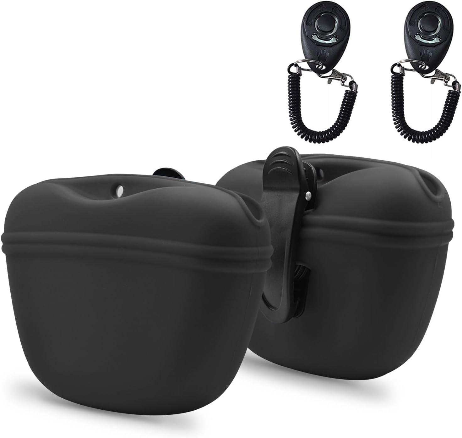 AUDWUD- Silicone Dog Treat Pouch - Clip on Portable Training Container - Convenient Magnetic Buckle Closing and Waist Clip - 100% FDA Certified Food Grade Silicone & BPA Free