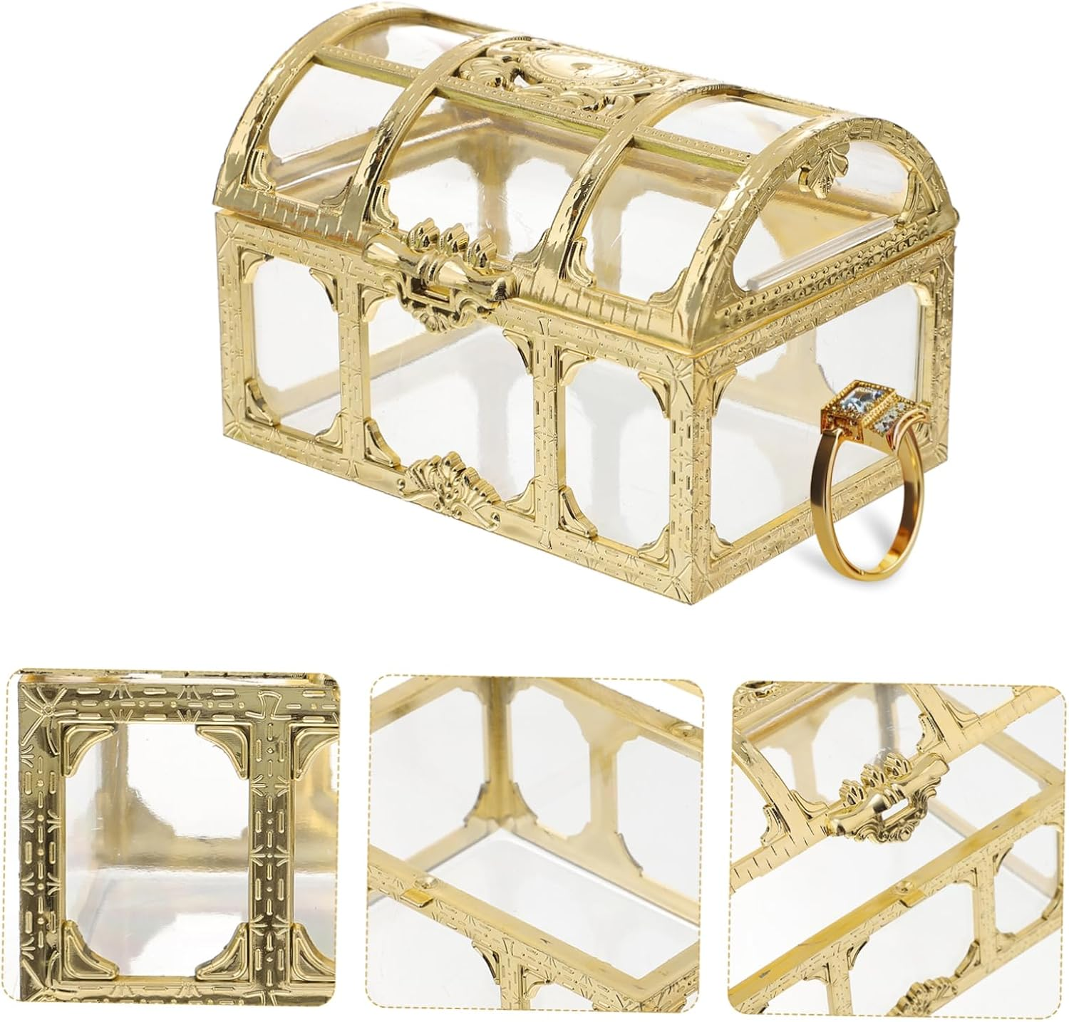 2Pcs Plastic Treasure Chest Jewelry Organiser Box Crystal Gem Storage for Wedding image number 1