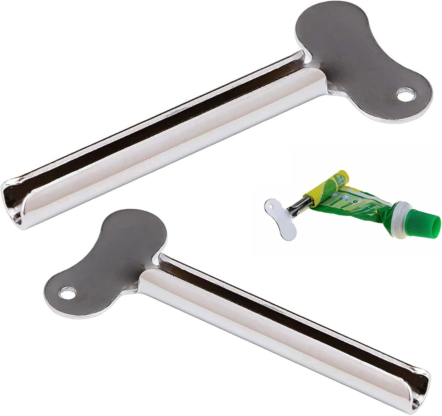 Toothpaste Squeezer, 3 Packs Stainless Metal Toothpaste Tube Squeezers Roll-Up Key Tooth Paster Squeezer for Bathroom Hair Dye Cosmetic Plastic Tubes Squeezer image number 5