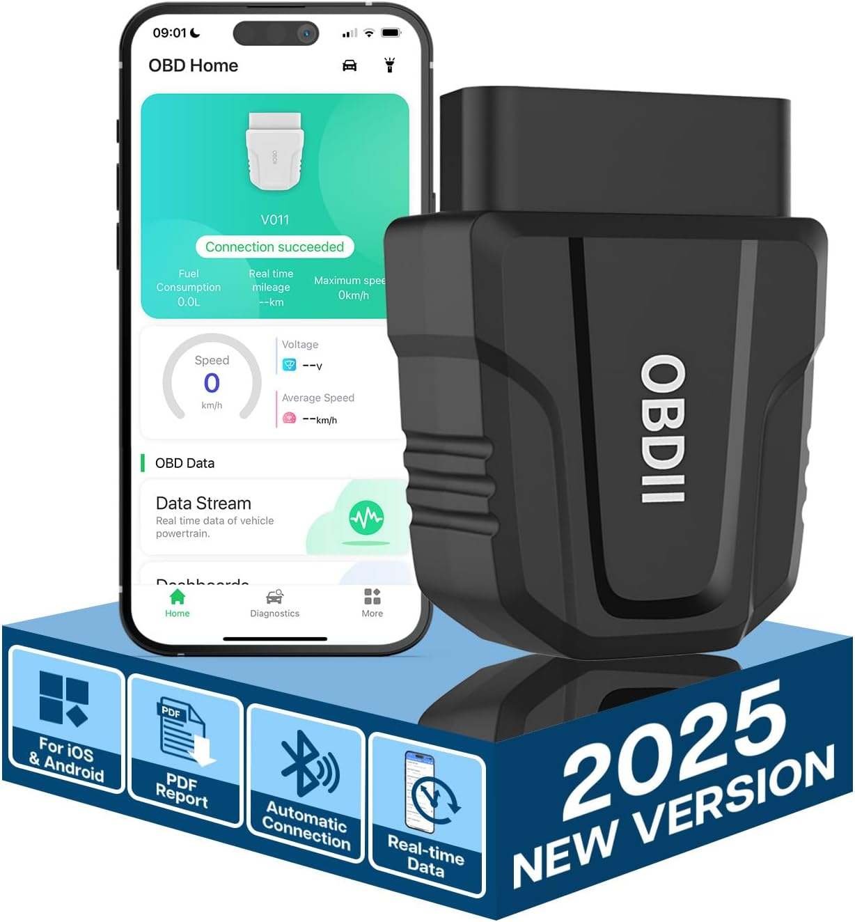 OBD2 Scanner Bluetooth 5.4 by MMOBIEL - Car Scanner for Iphone Ios & Android - Car Diagnostic Tool Wireless [2024 Version] - OBDII/EOBD Check Engine Light - Car Code Reader - Reset/Clear Error Code