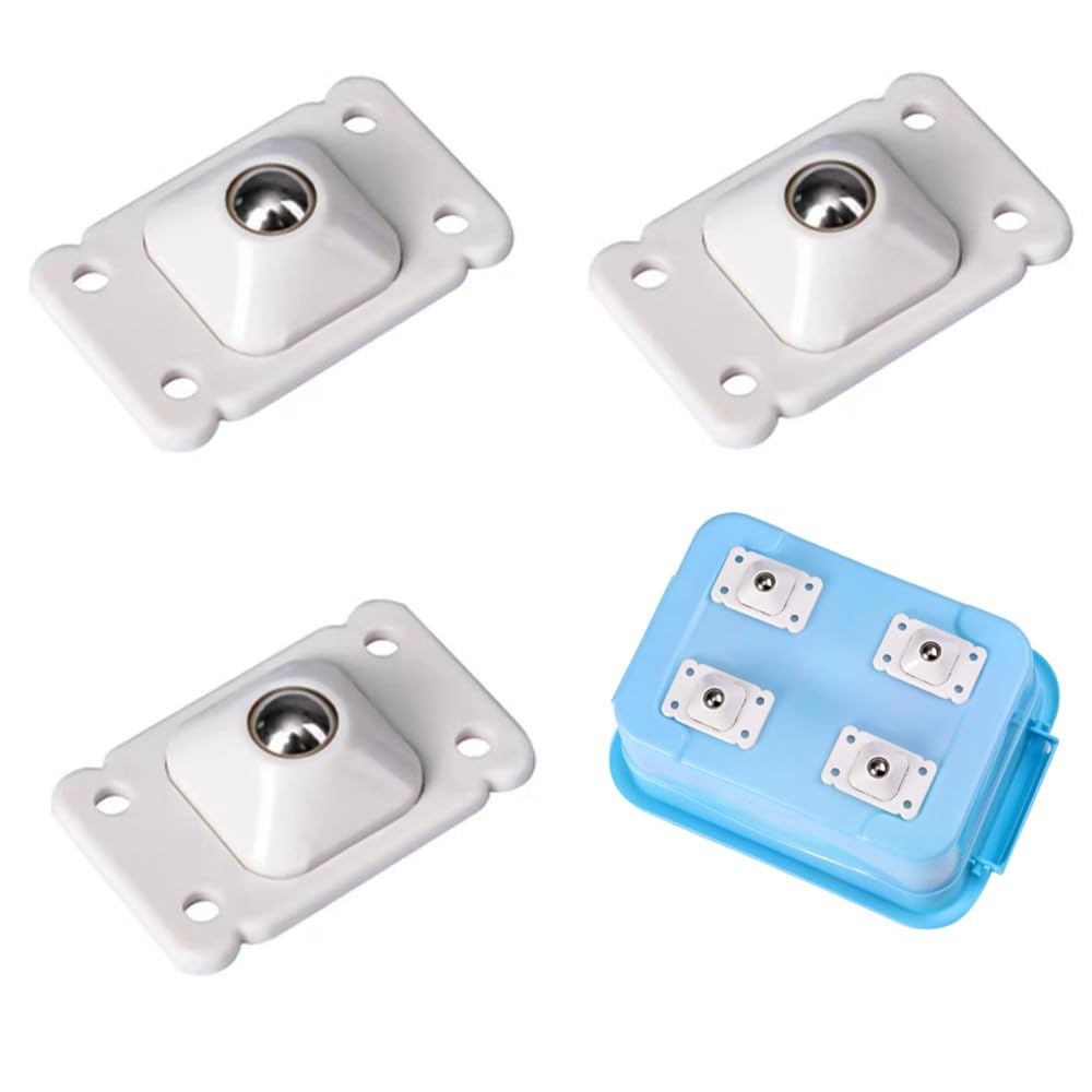 GYWHOOFT 24 PCS Mini Swivel Casters Wheels,Stainless Steel Paste Universal Mini Wheel,360 Degree Rotation Sticky White Pulley for Furniture Castors,Bins Bottom Storage Box,Furniture Trash Canrage Box