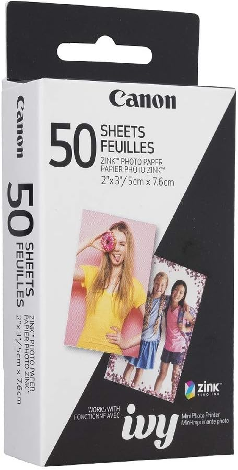Canon 3215C001 Zink Photo Paper Pack, 50 Sheets, 4.80In. X 2.50In. X 0.75In. image number 2