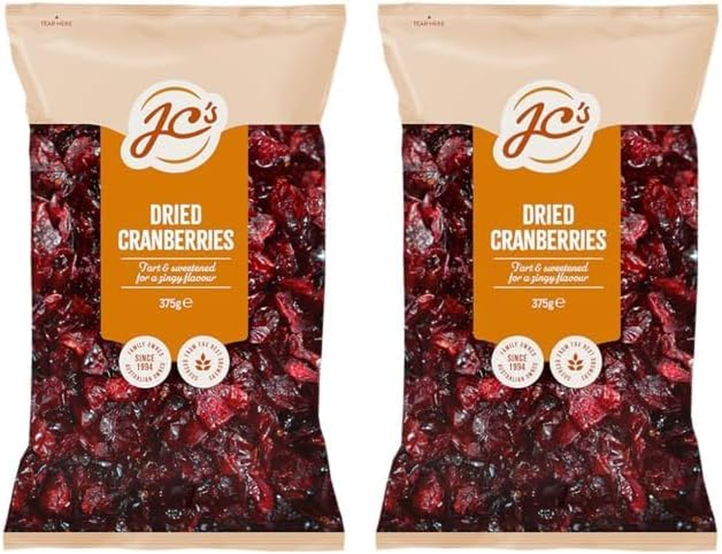 J.C'S Quality Foods Dried Cranberries, Healthy Snacks for Kids & Adults, 375G image number 1