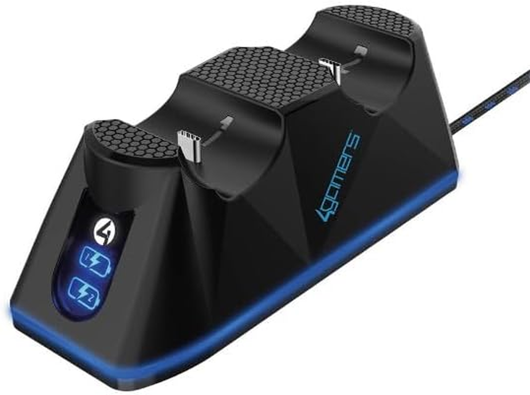4Gamers SP-C100 V Twin Charging Dock with 2M Play & Charge Cable for PS5 - Black image number 1