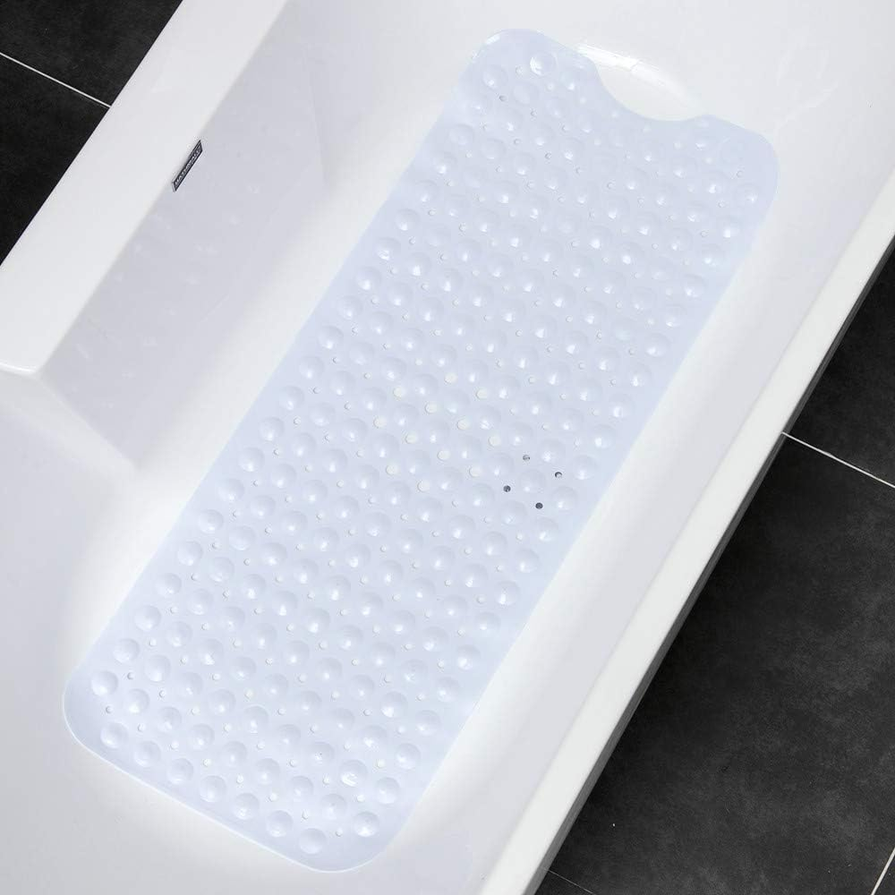 Non-Slip Bathtub Mat, Bath Shower Mat for Bathroom, Anti-Bacterial, Machine-Washable,Superior Grip&Drainage Suction Cup Floor Mat(40&times;100Cm,White) ﻿ image number 2