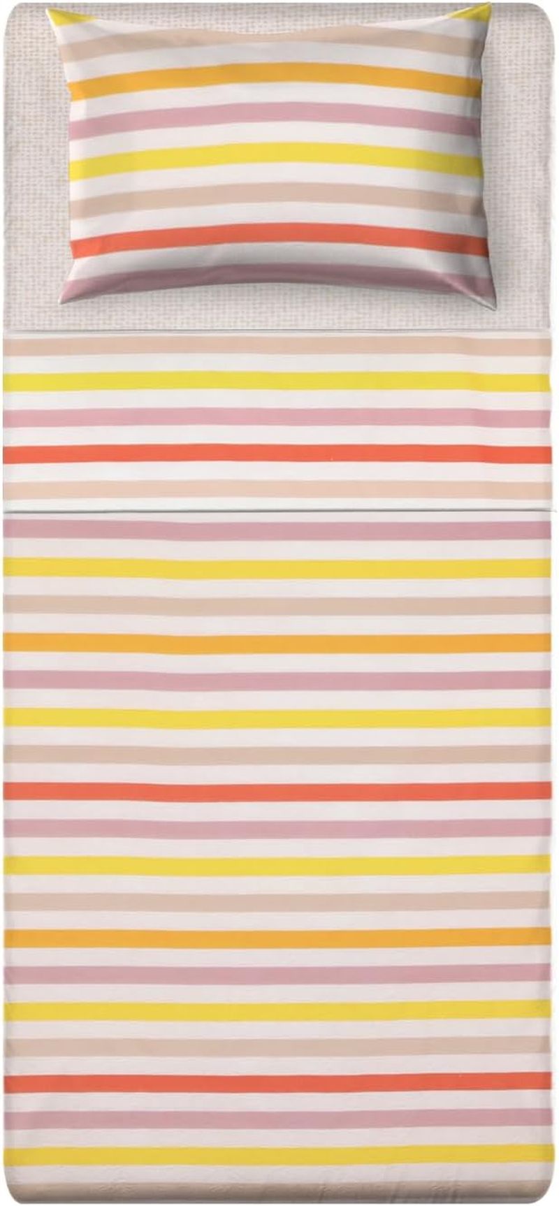KASANOVA 1 Poli Single Bed Linen Set with Pink Striped Print, Cotton Polyester image number 4