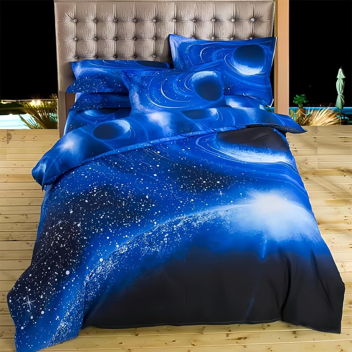Tabeskly Kids Boy Bedding Set Single, Space Cute Soft Zipper Childrens Girls Full Bed 3 Piece Cover Duvet Quilt Covers Sheets and Pillowcases - Small Mildly Cosy Budget Bedclothes 135&times;200Cm