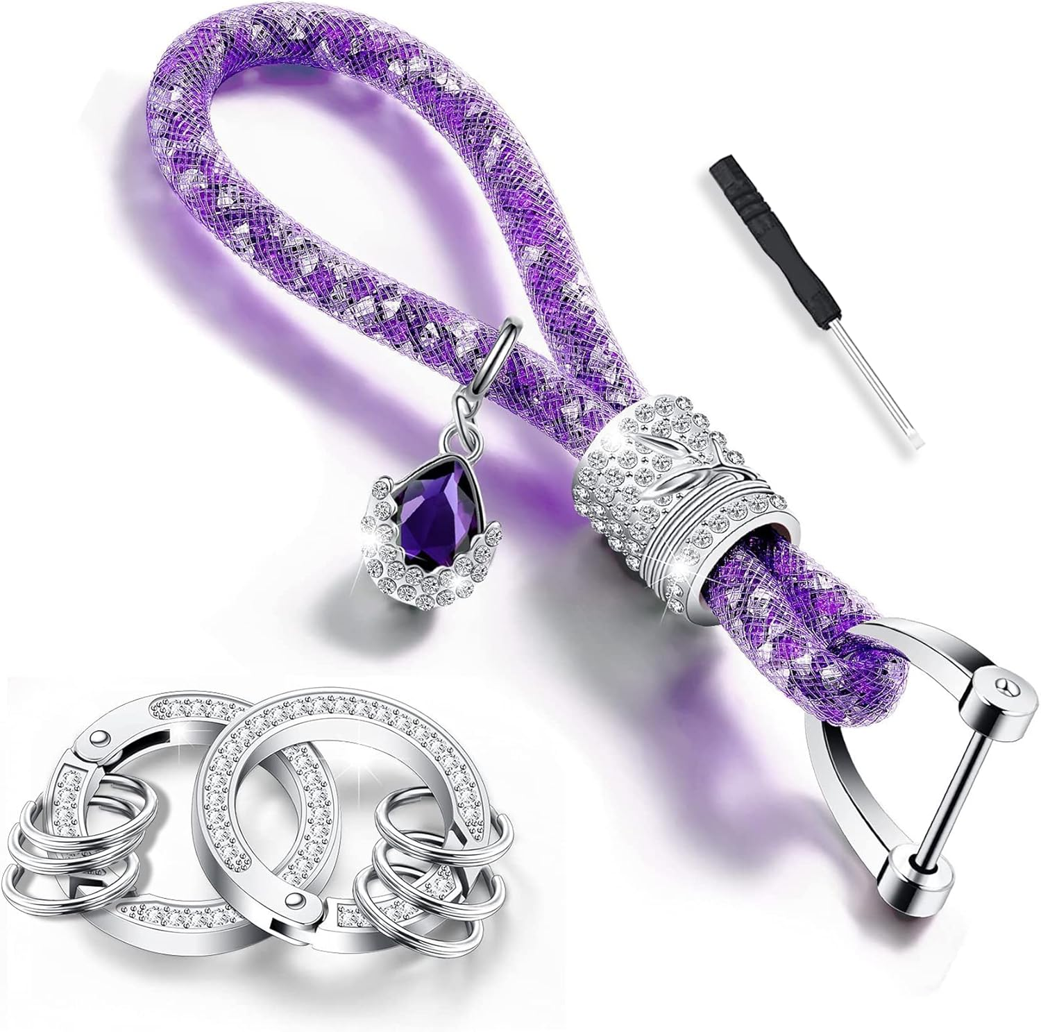 Crystal Car Key Chain for Women, Keychain Accessories with Bling Rhinestones, Keychain Accessories Car Key Decorations