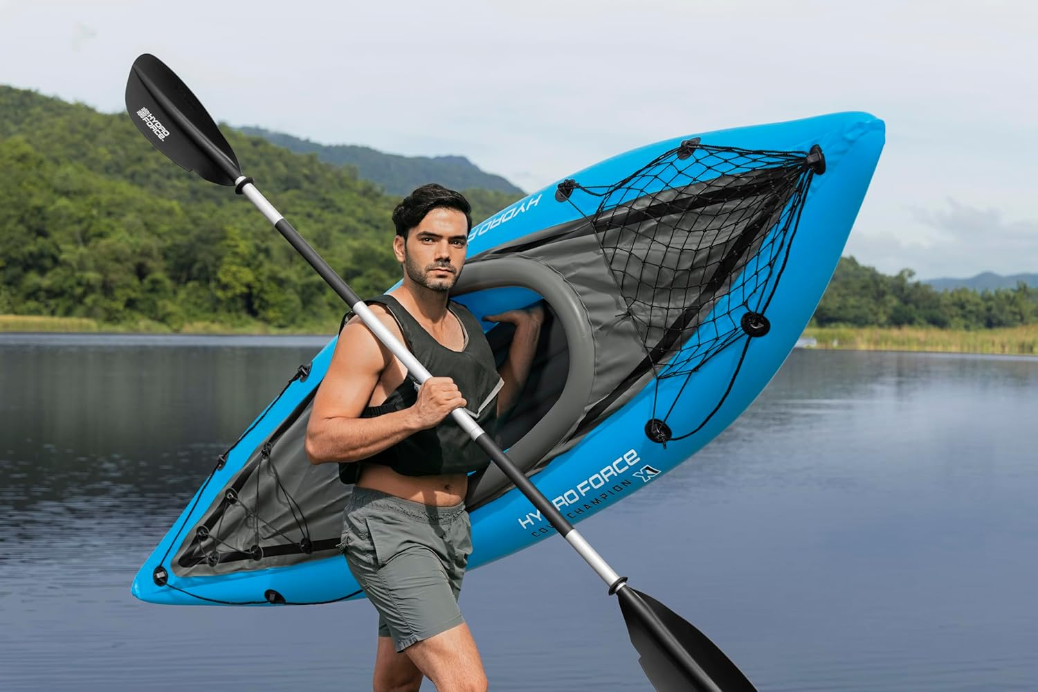 Bestway | Hydro-Force Cove Champion X1 Kayak| Inflatable Boat Set with Hand Pump, Paddles, Seats, Fins and Storage Bag | One Seater image number 6