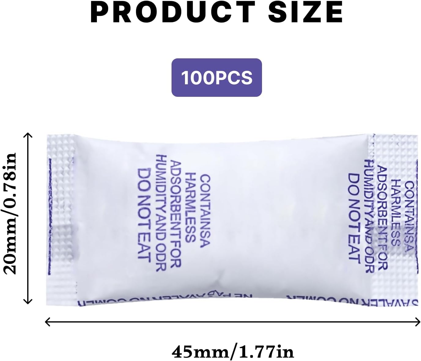 100 Pack 1G Each Reusable Moisture Absorber Desiccant Sachets, Perfect for Food and Electronics Storage, Tyvek Dust-Free, Odorless, and Non-Toxic Solution for Optimal Humidity Control and Preservation