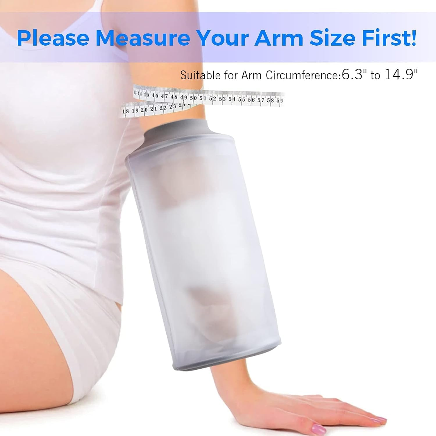 PICC Line Shower Cover, PICC Line Covers for Upper Arm Waterproof, Reusable IV&PICC Line Sleeve, Shower Sleeve Protector Cast Cover for Arm Adult Kids Chemotherapy Broken Wound Elbow Bandage Dressing (Transparent White, Elbow-S)