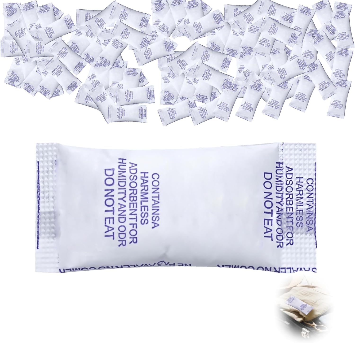 100 Pack 1G Each Reusable Moisture Absorber Desiccant Sachets, Perfect for Food and Electronics Storage, Tyvek Dust-Free, Odorless, and Non-Toxic Solution for Optimal Humidity Control and Preservation image number 5
