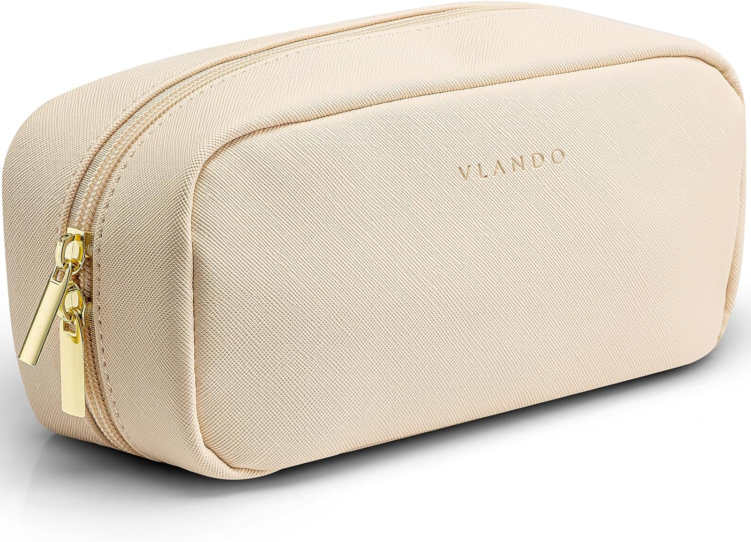 Vlando Travel Makeup Bag, Small Makeup Bag for Purse, Milk Tea