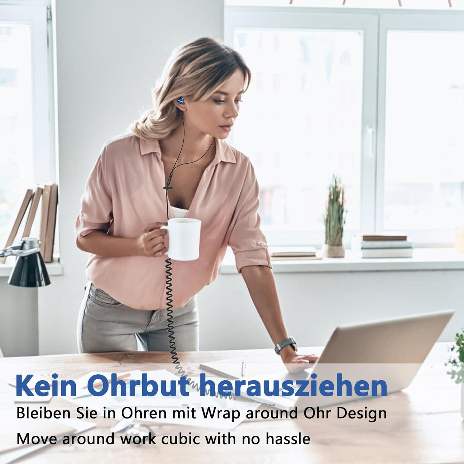 MOXKING Headphones for TV with Long Cable Earphones, 16 Ft / 4.8 M Extension Cable Headphones for PC, 3.5 Mm Audio Output (Blue) image number 2