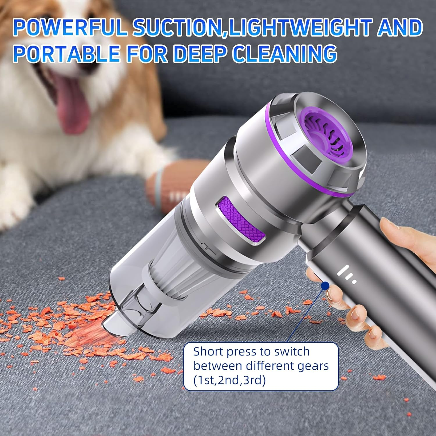 4 in 1 Cordless Handheld Vacuum Cleaner,Car Vacuum Cleaner,22000Pa Strong Suction Mini Vacuum Cleaner,Dust Blower,Can Be Used for Home,Car image number 4