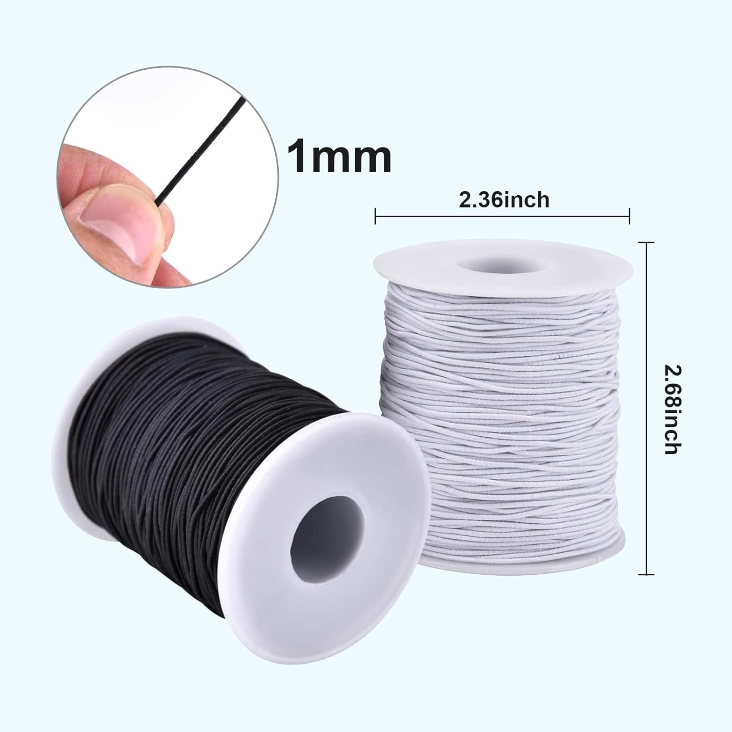 4 Roll 1 Mm Elastic String Cord Elastic Thread Beading String Cord for Jewellery Making Bracelets Beading (2White and 2Black) image number 5