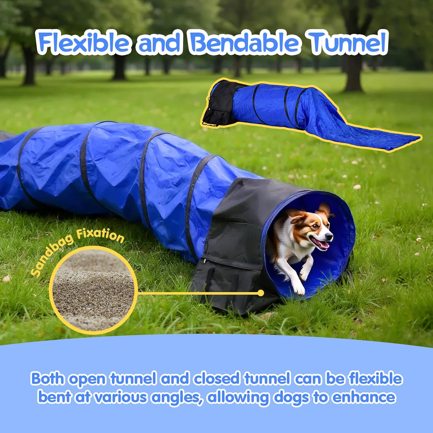 Advwin Dog Agility Training Equipment, Puppy Obstacle Course Kit Outdoor Game with Tunnel, Agility Hurdle, Weave Poles, Jump Ring, Pause Box, Toy Balls and Storage Bag image number 2