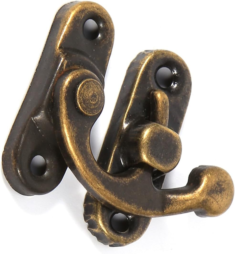 Hook for Jewelry Box 12X Antique Decorative Jewelry Wooden Box Hasp Hook with Screws Hasp (Left)