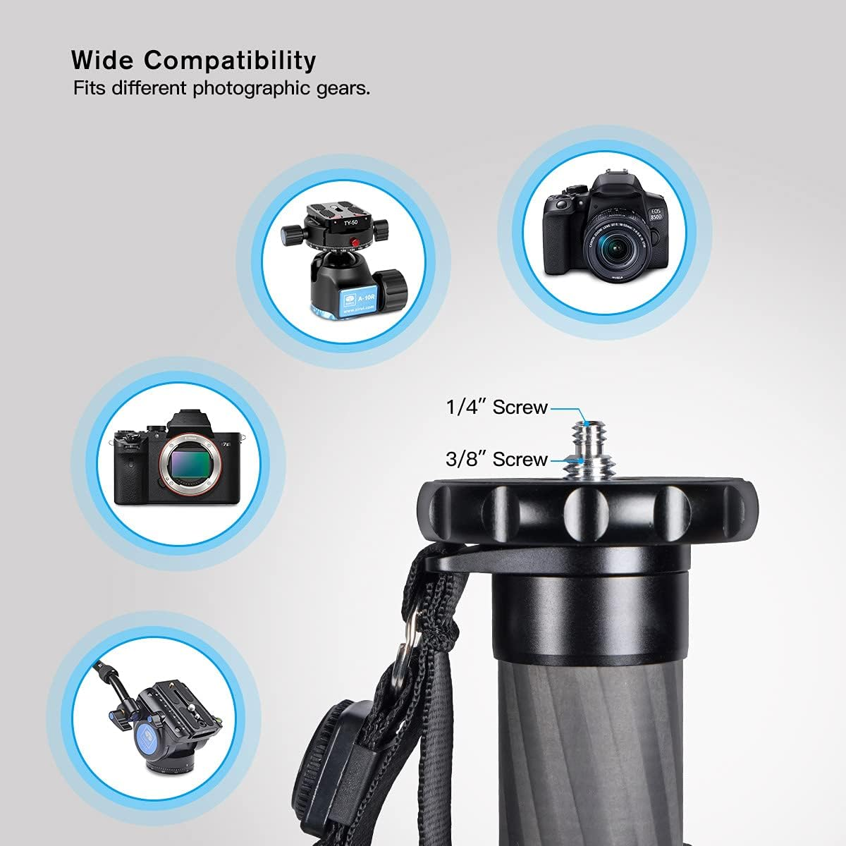 SIRUI Camera Monopod AM-326M, 6 Section Carbon Fiber Portable Compact Lightweight Travel Monopod image number 4