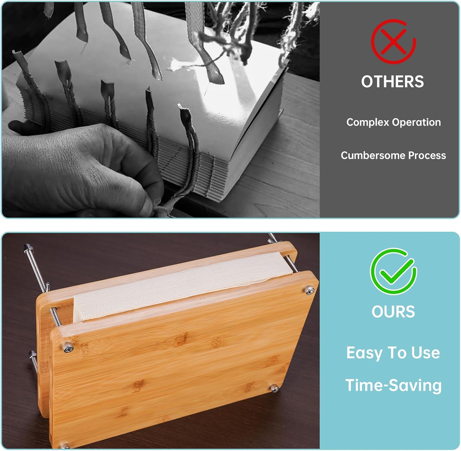 Nihome 35 PCS Book Press Binding Kit for Notebooks, Lesson Plans, Document Organization - Compact Bamboo Bookbinding Tools, Book Binding Supplies with Portable Handle for Beginners DIY image number 4