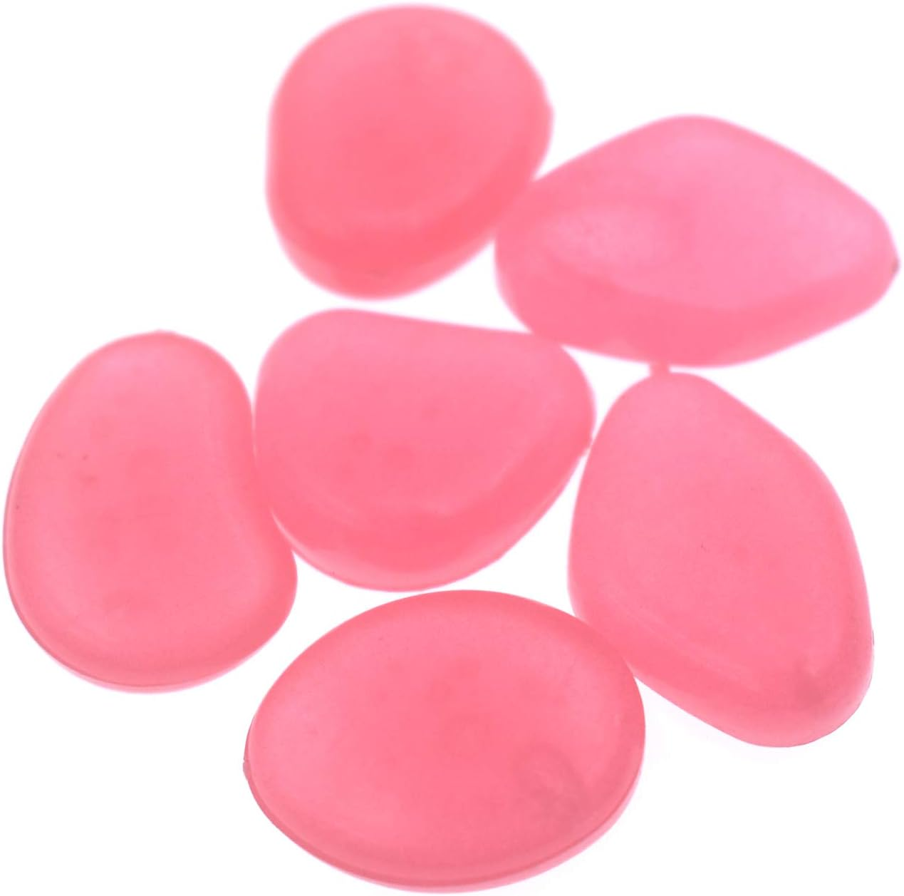 Qeesio 100Pcs Glow Pebbles Glow in the Dark Decorative Stones Rocks for Garden Path Walkway Yard Fish Tank, Watermelon Red image number 6