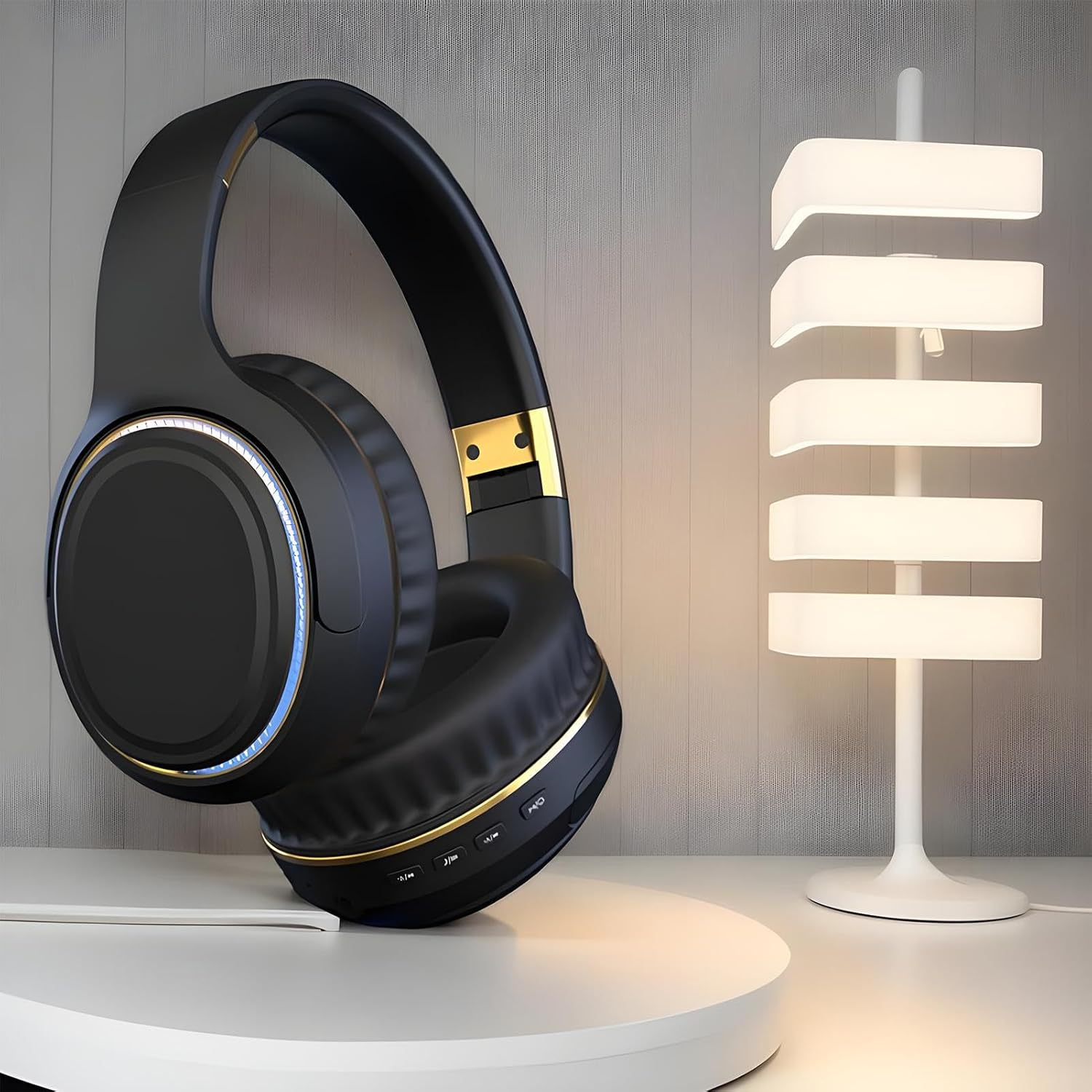 Noise Cancelling Headphones | Multipurpose Wireless Earphone | Foldable Stereo Bass Headphones with Breathing Light for Gameplay Commuting Sleeping Concert Workout Lawn Mowing