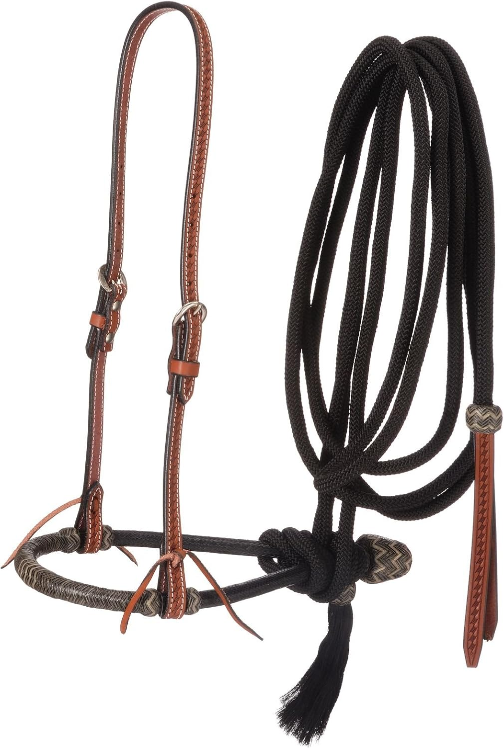 Tough 1 Basketweave Bosal Hanger/Bosal/Cord Mecate, Black