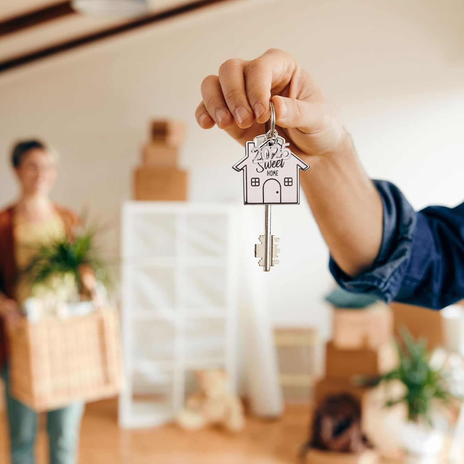 2Pc New Home Keyring New Home Gifts for Couple House Warming Gifts New Home Sweet Home Key Chain with Envelope First Home Gifts image number 5