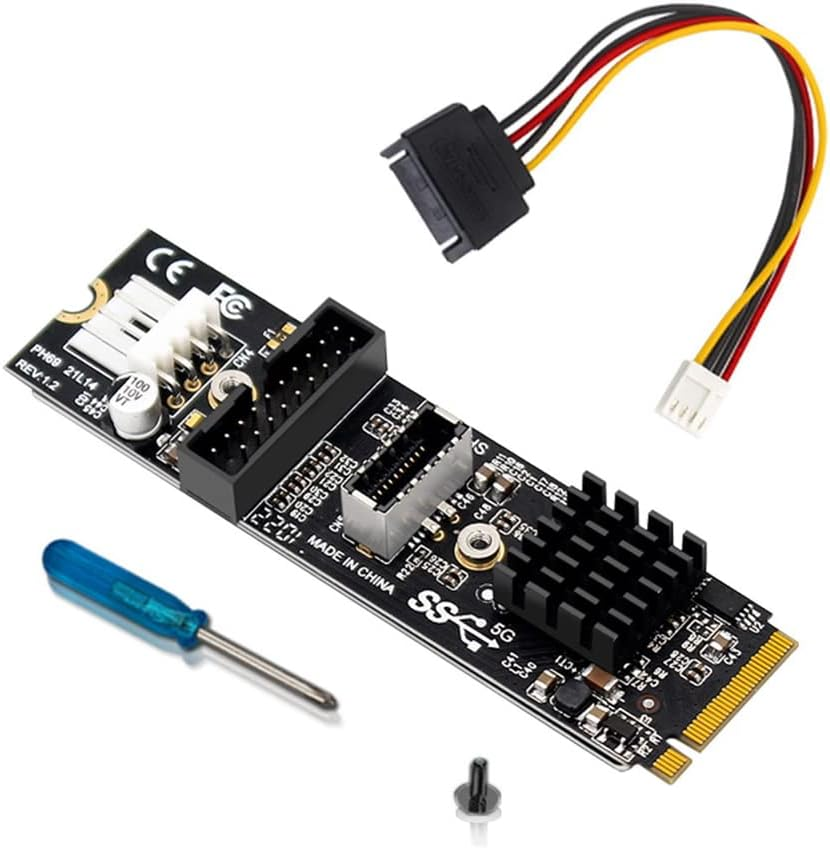 NFHK 5Gbps Type-E USB 3.1 Front Panel Socket & USB 2.0 to NVME NGFF M-Key Express Card VL805 Adapter for Motherboard - Black 2Pcs Adapter-Usb3.0-20Pin image number 5