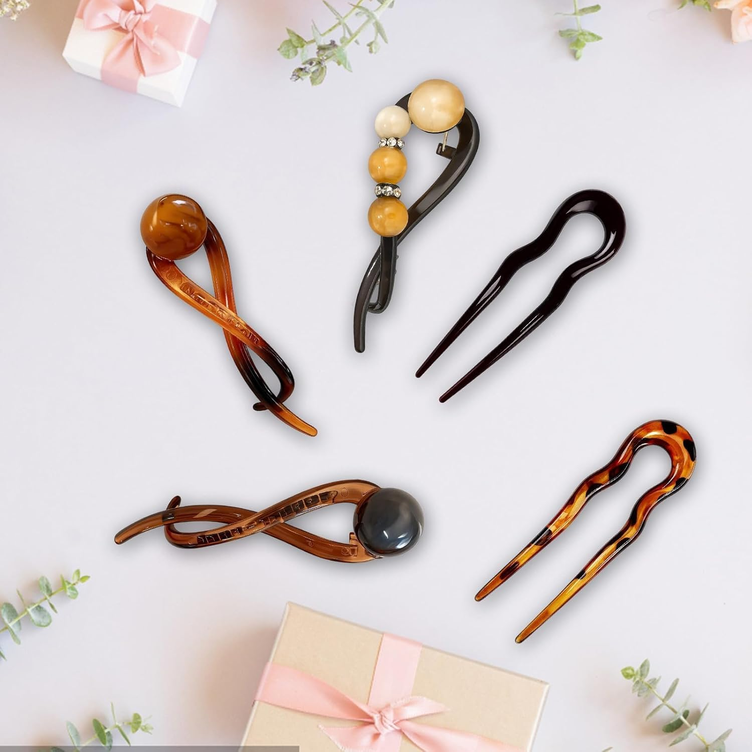 Women'S French Hair Clip, Pack of 5 Elegant Hair Pins, Perfect for Weddings and Parties, Lightweight and Stable for All Hair Types image number 3