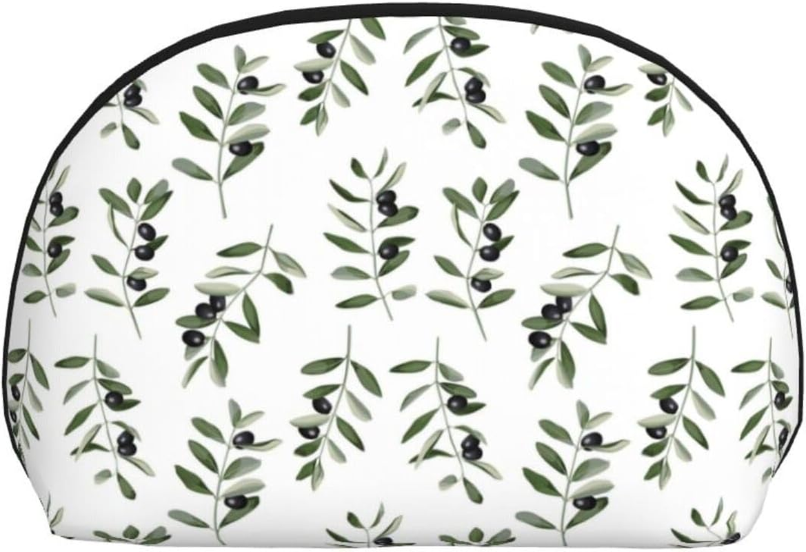 Cozimangoe Coin Pouch Makeup Bags Set, 2 Piece Shell Shape Cosmetic Bag with Pockets for Daily Travel Handbag Lipstick Keys Toiletry, Personalized Olive Branch Watercolor Style Nature image number 6