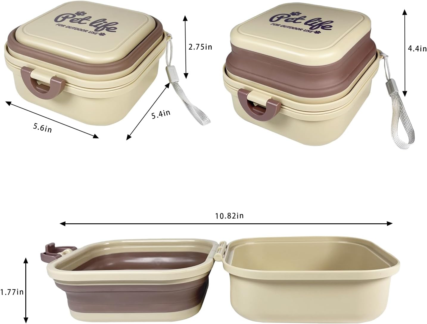 Collapsible Dog Water Bowl, Portable Dog Bowl for Traveling, 2-In-1 Pet Food and Water Feeder - Travel Dog Bowls with Lid for Walking, Traveling, Camping and Hiking