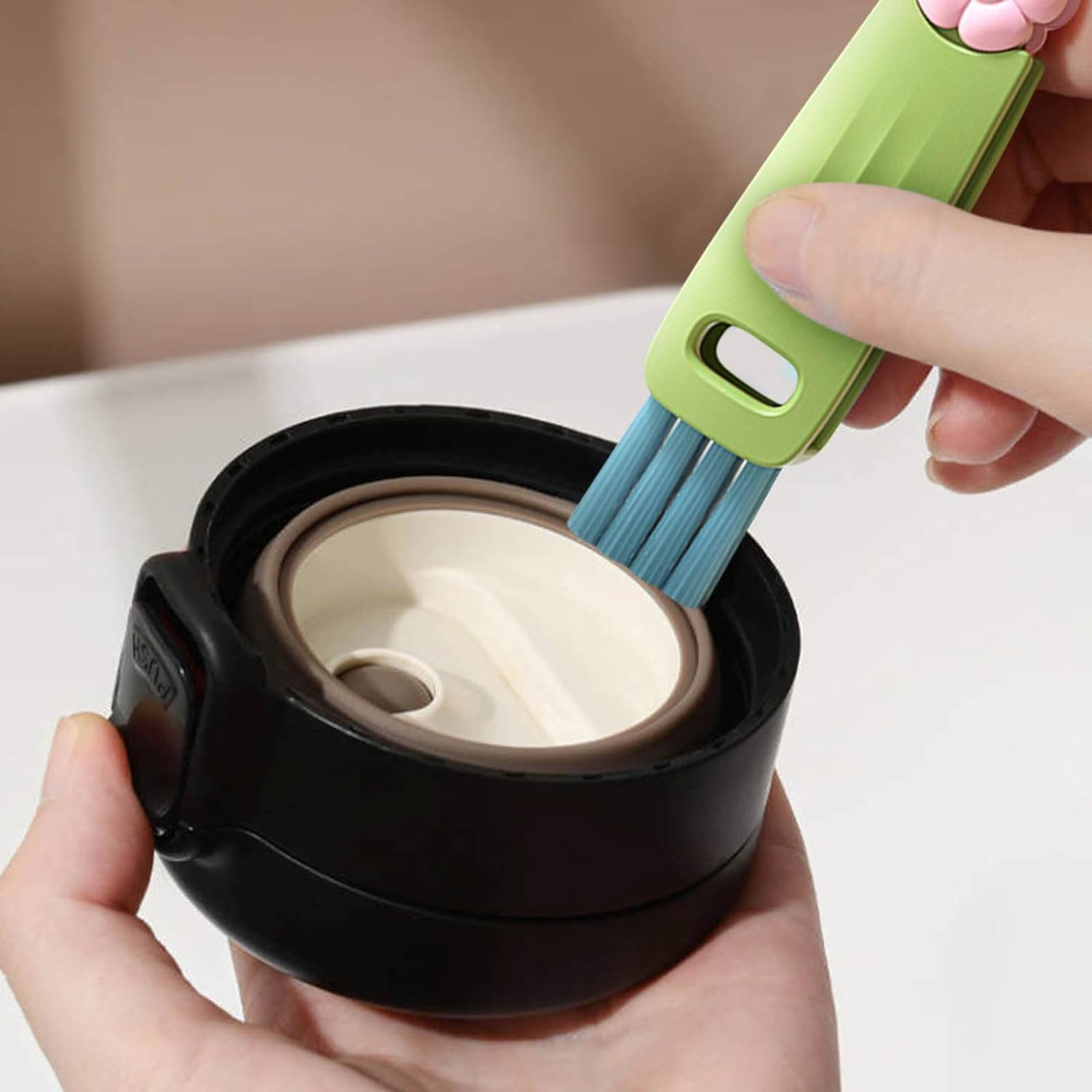 Straw Cleaner Brush for Owala Freesip 24Oz/32Oz/40Oz, Silicone Long Handle Bottle Brush for Owala Water Bottle,Plus 3 in 1 Cup Lid Cleaning Brush image number 1