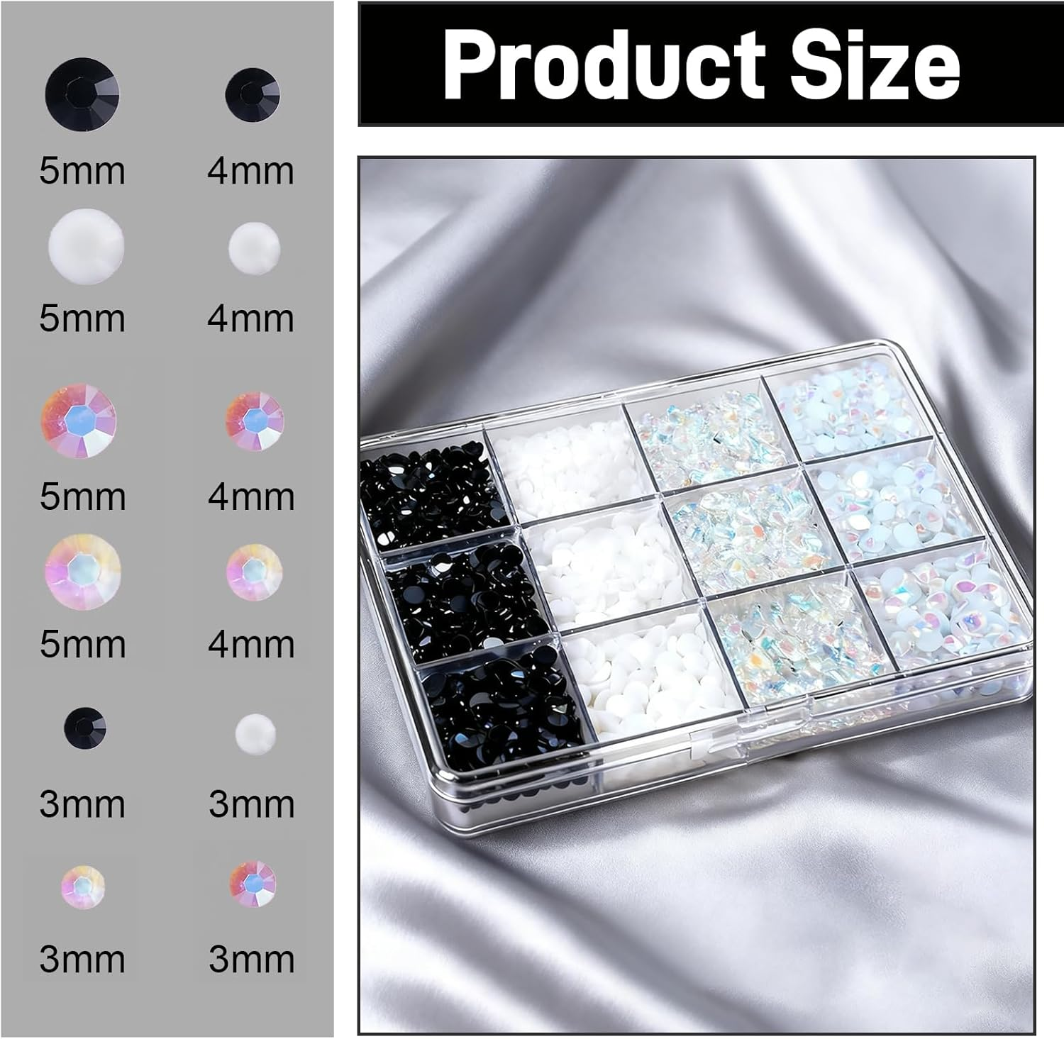 Hrenvaxil Rhinestones, Bedazzler Kit, 12 Pack (3-5Mm) round Plastic Craft Beads for Nail Rhinestones, DIY Jewelry, Party Favors image number 5