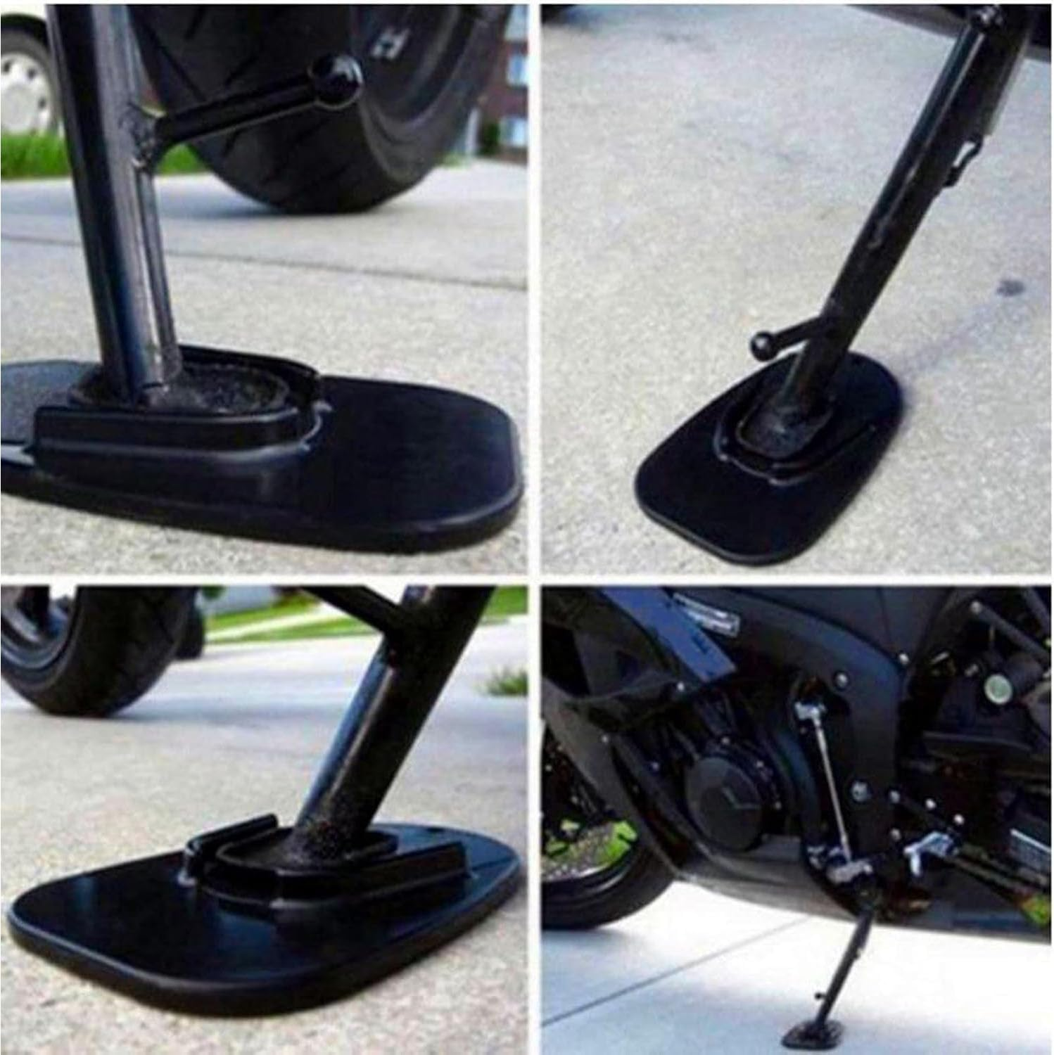 2Pcs Motorcycle Side Stand Puck, Motorbike Support Stand Kickstand Pad with Anti-Slip Base for Parking on Soft Ground, Grass, Garage and Camping image number 2