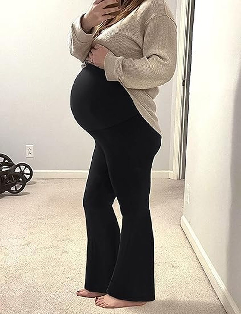 Rheane Buttery Soft Maternity Flare Leggings over the Belly/High Waisted Bell Bottom Pants for Yoga Casual Lounge image number 2