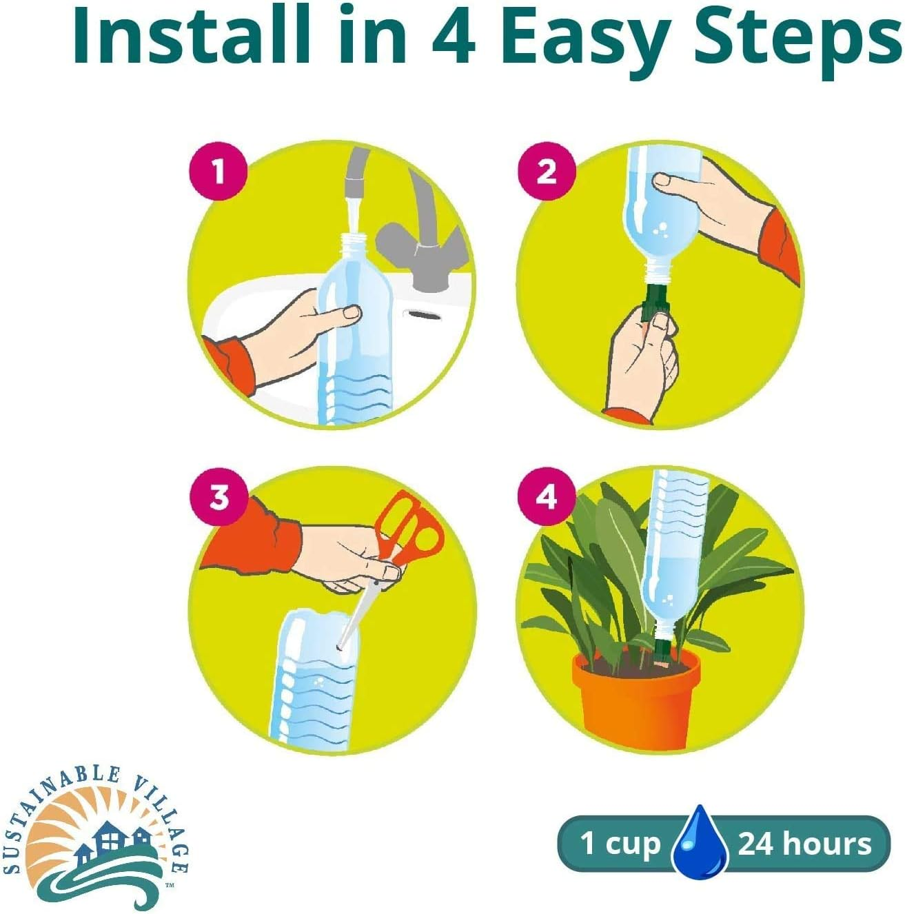 Blumat Bottle Adapters | Plant Watering Stakes | Fits 1 and 2 Liter Bottles | Use When on Vacation | 3 Pack image number 6