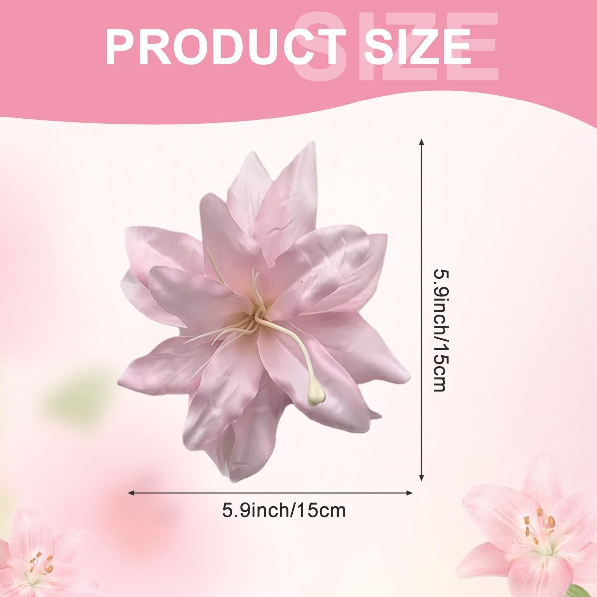 2Pcs Pink Artificial Lily Flower Hair Clips Floral Shaped Barrettes Flowers Hairpins Headdress Headwears Hair Accessories for Wedding Beach Party