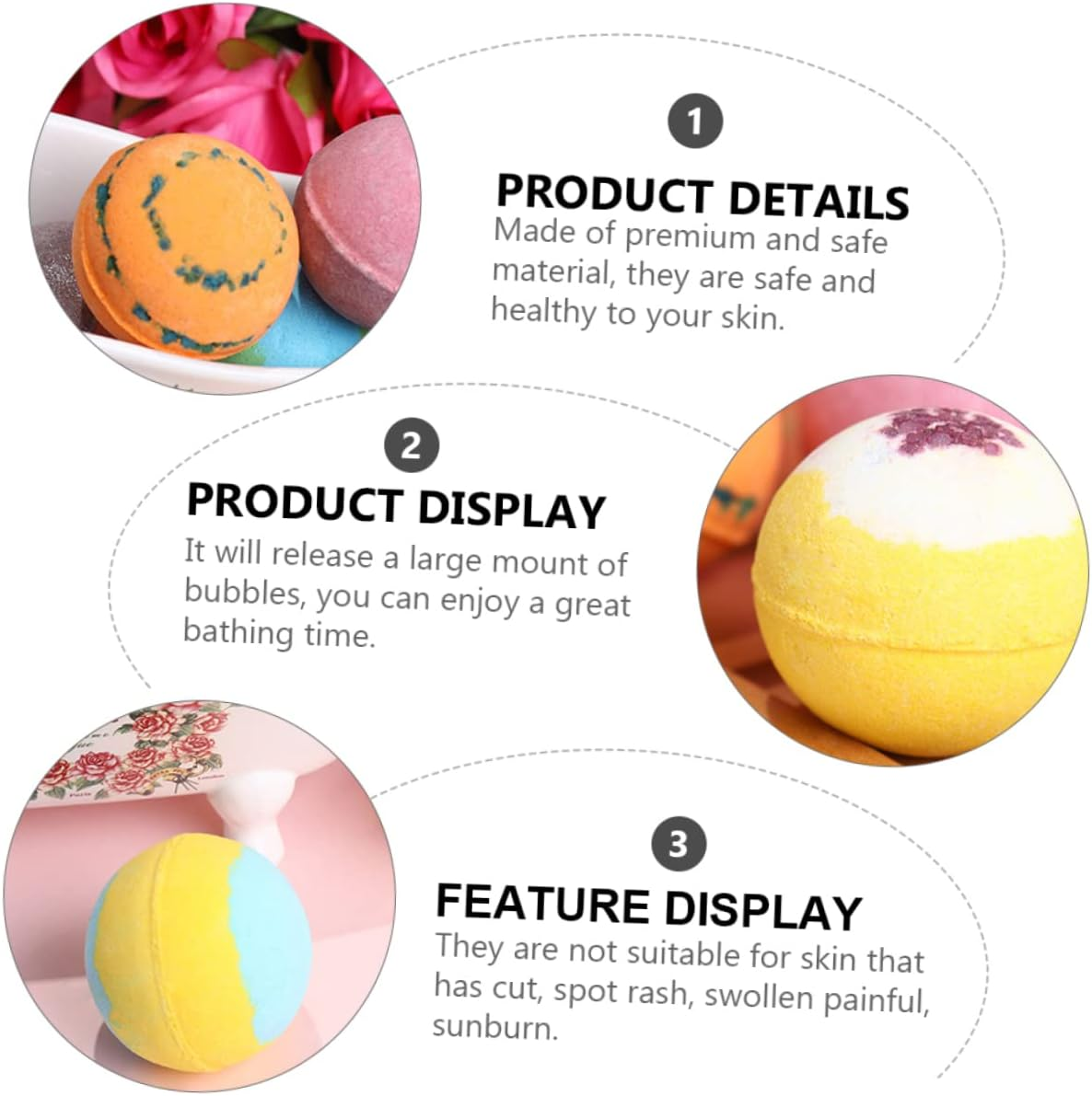 WOONEKY 6Pcs Bath Natural Spa Salts for Relaxation Each Essential Oils Lemon Sweet for Soaking Feet and Bathing Fun image number 2