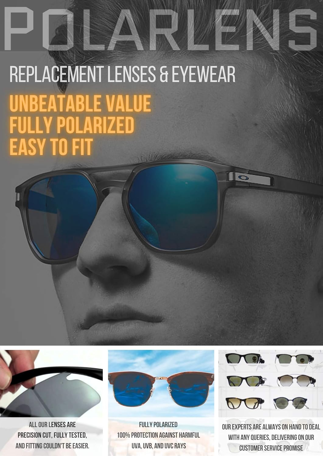 POLARLENS Polarised Replacement Lenses for Oakley Flak Beta - Compatible with Oakley Flak Beta Sunglasses