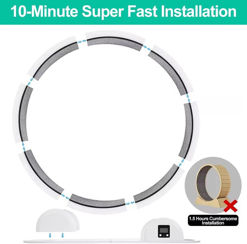 CHAOFLIGHT Cat Exercise Wheel,Pet Treadmill Running Wheel with Pedometer 41'' Large Cat Wheel with Carpeted Runway & TPE Silent Roller for Running/Walking/Training, Suitable for Most Cats image number 6