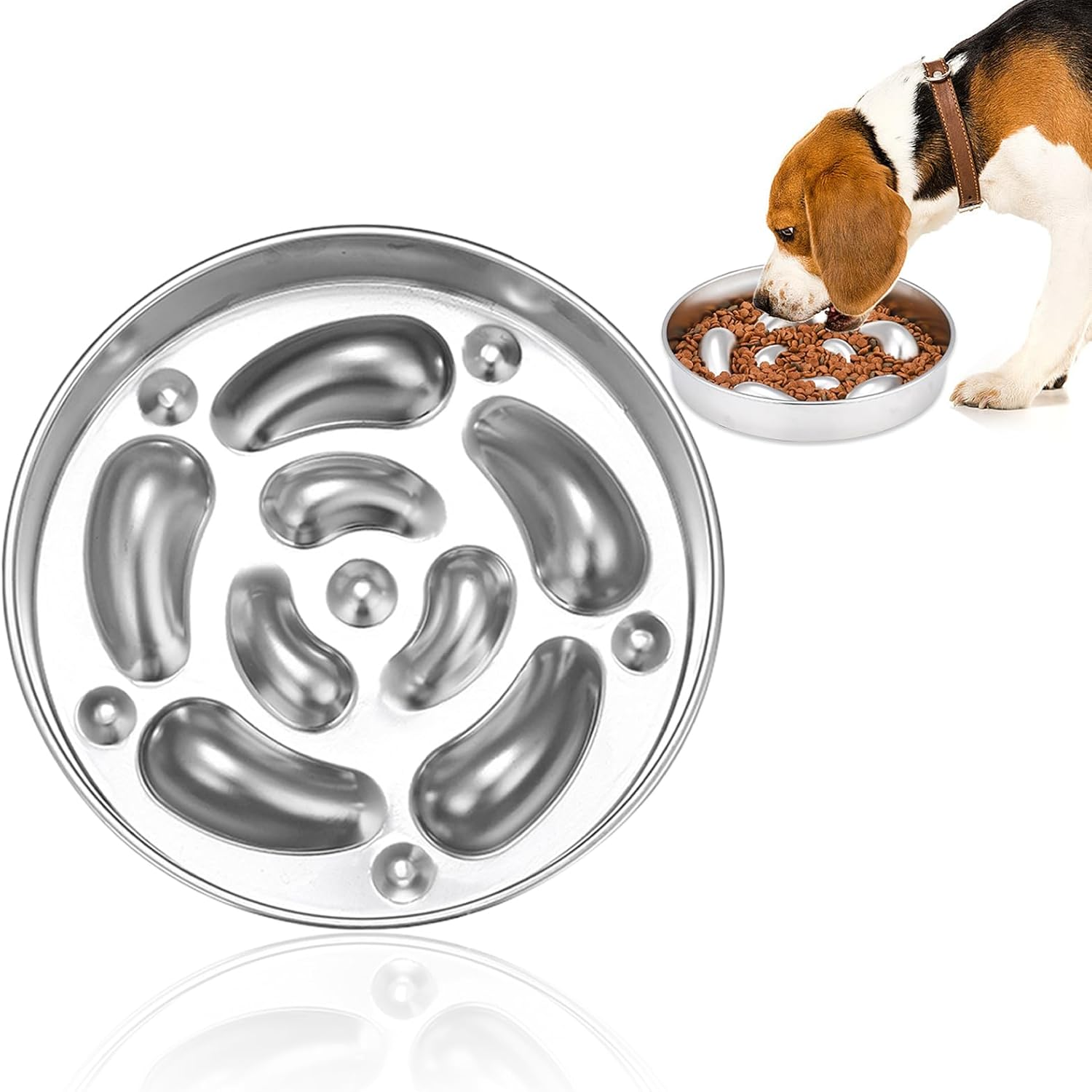 Slow Feeder Dog Bowl Stainless Steel, Metal Slow Feeder Dog Bowl for Dog Slow Eating image number 3