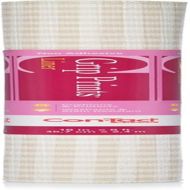 Con-Tact Brand Grip Prints Shelf Liner, Non-Adhesive Durable Liners, Slip-Resistant Drawer and Cabinet Covering, 18" X 8', Khaki Plaid, Pack of 1 Roll