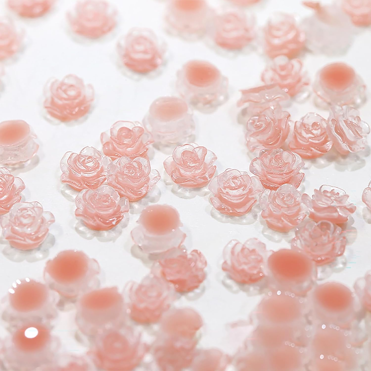 Taoluwin 100Pcs Nail Art Rhinestones, 6Mm & 8Mm Honey Pink Camellia Nail Charms, Resin Flower Rhinestones for Nail Decoration, Crafts & Jewelry Making image number 1