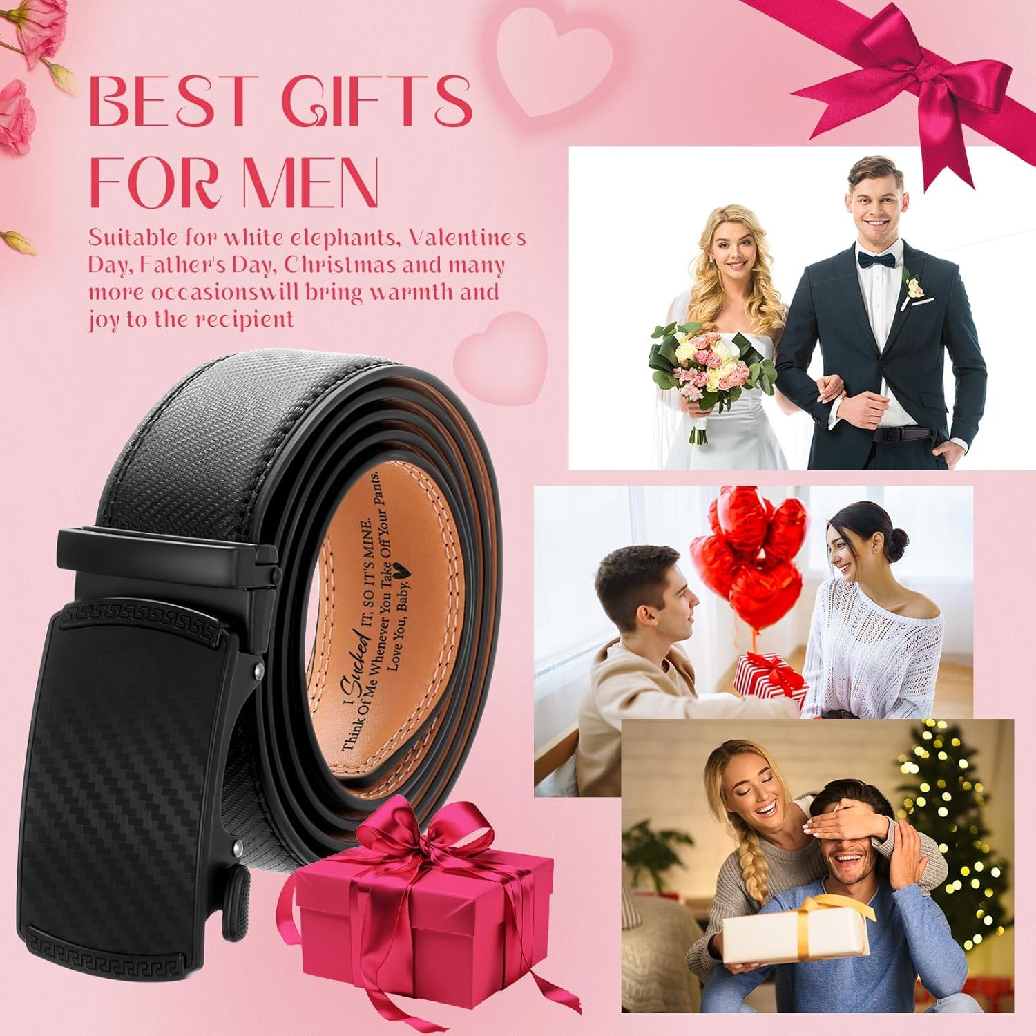 Mens Belt Personalized Engraved Mens Belt Leather Slide Ratchet for Him Father'S Day Husband Gift, 36-42Inch image number 5