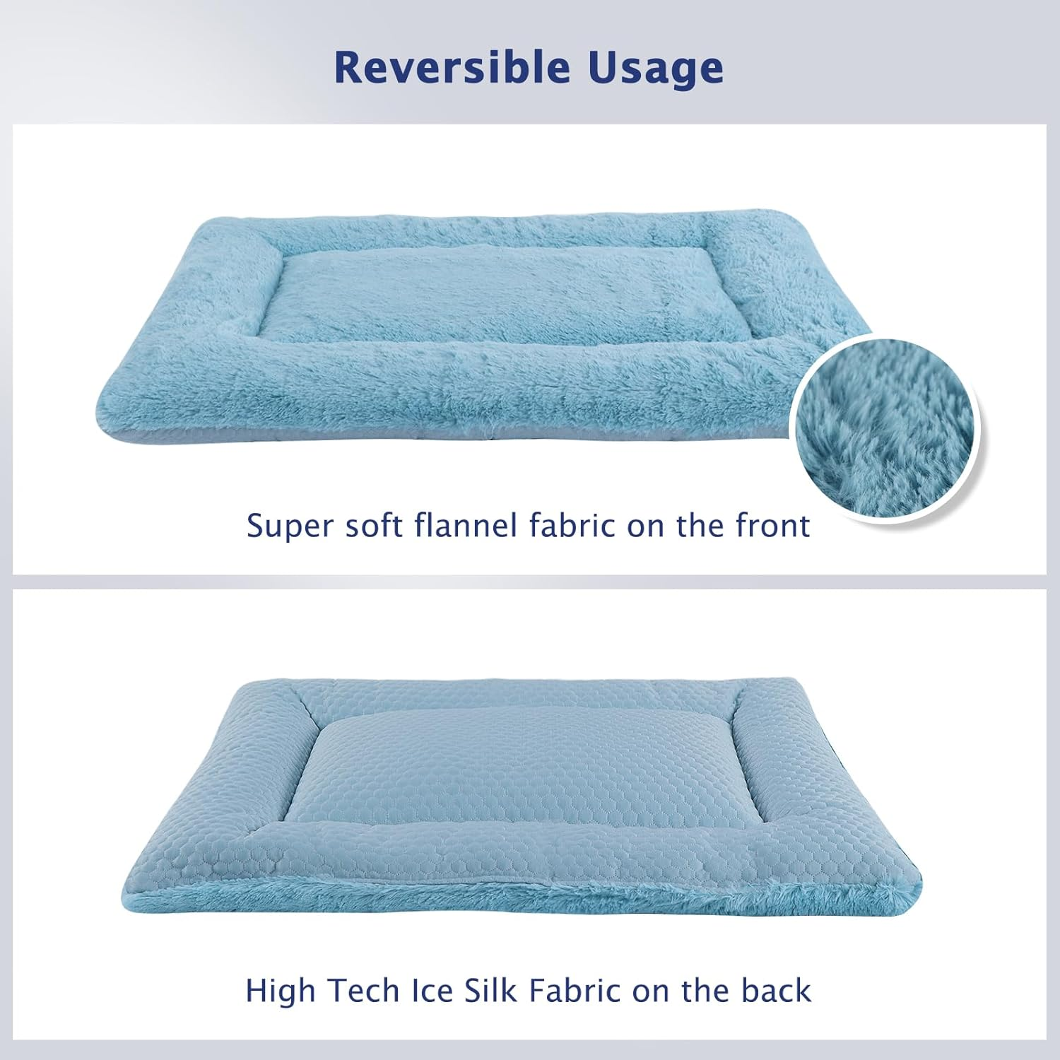 BVAGSS Dog Bed Small Dogs Reversible, Cool and Warm Mats Dog Cushion, Washable Dog Mat for Small Medium Large Dogs XH080 (45 X 33 Cm, Blue) image number 6