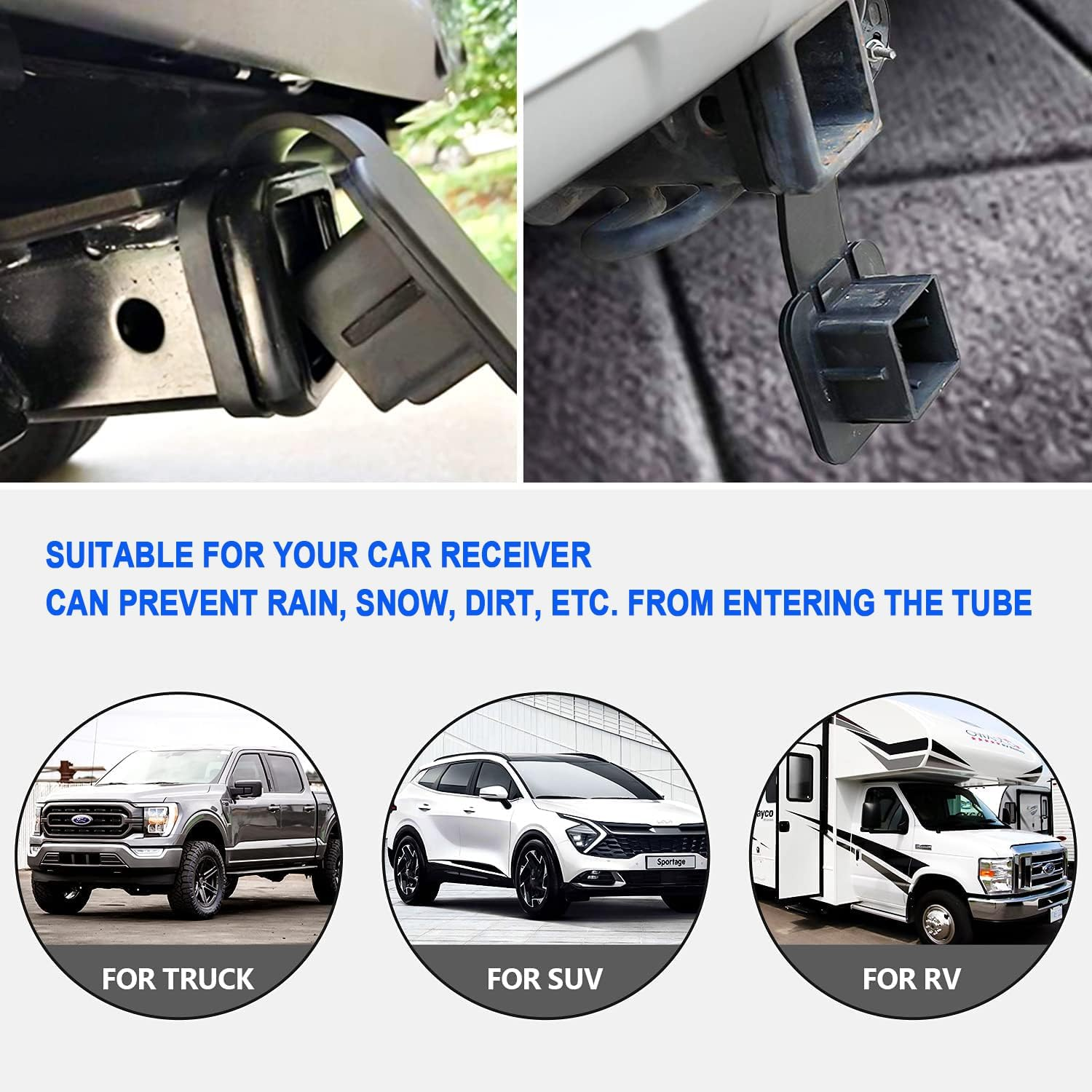 IONPSHG 2Pcs Trailer Hitch Cover Rubber Trailer Hitch Dust Plug 2 Inch Trailer Hitch Cover Plug Cover Trailer Hitch Cover Tube Plug Insert for Toyota Ford Jeep Chevrolet Nissan Dodge Ram Porsche image number 2